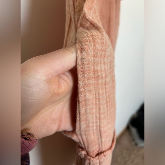 Free People Natalie Midi Maxi Dress Tier Ruffle Clay Shell Distress Gauzy - Picture 8 of 11